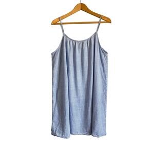 H&M blue striped linen sleeveless mini dress lightweight adjustable straps XL